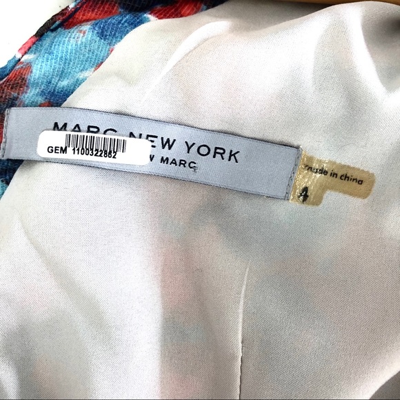 Marc New York Red Blue watercolor floral dress - Picture 5 of 8